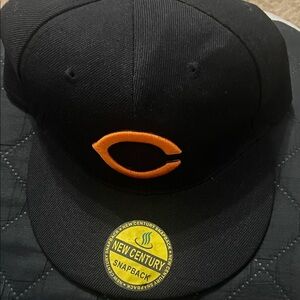 Black Snapback Cap with Orange Chicago Bears Logo